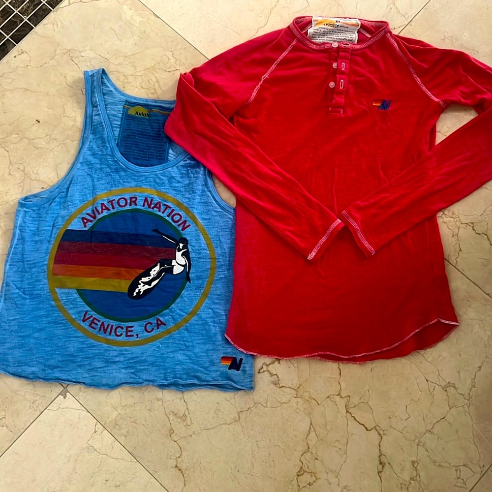 Aviator Nation extra small xs tank top & long sleeve shirt
